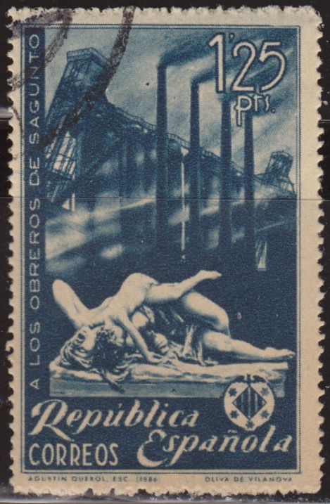 z vendido España 1938 774 Sello º Homenaje a los Obreros de Sagunto 1,25p República Española Timbre Espagne Spain Spagna Espana Espanha Spanje Spanien Spanie Stamps Briefmarke Francobolli Timbre Postal Postzegel Selo Postal